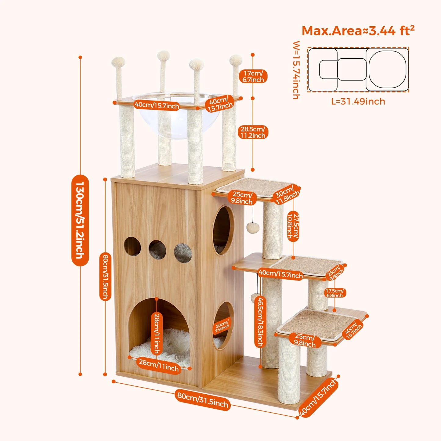 PAWZ Road Multi-Level Cat Tree Tower With Scratching Posts Durable