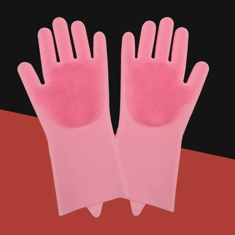 Silicone Pet Grooming Cleaning Gloves For Dogs And Cats Bathing