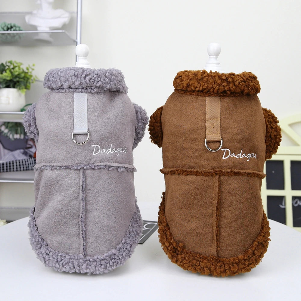 NONECN British Style Dog Jacket Lamb Fleece Winter Coat