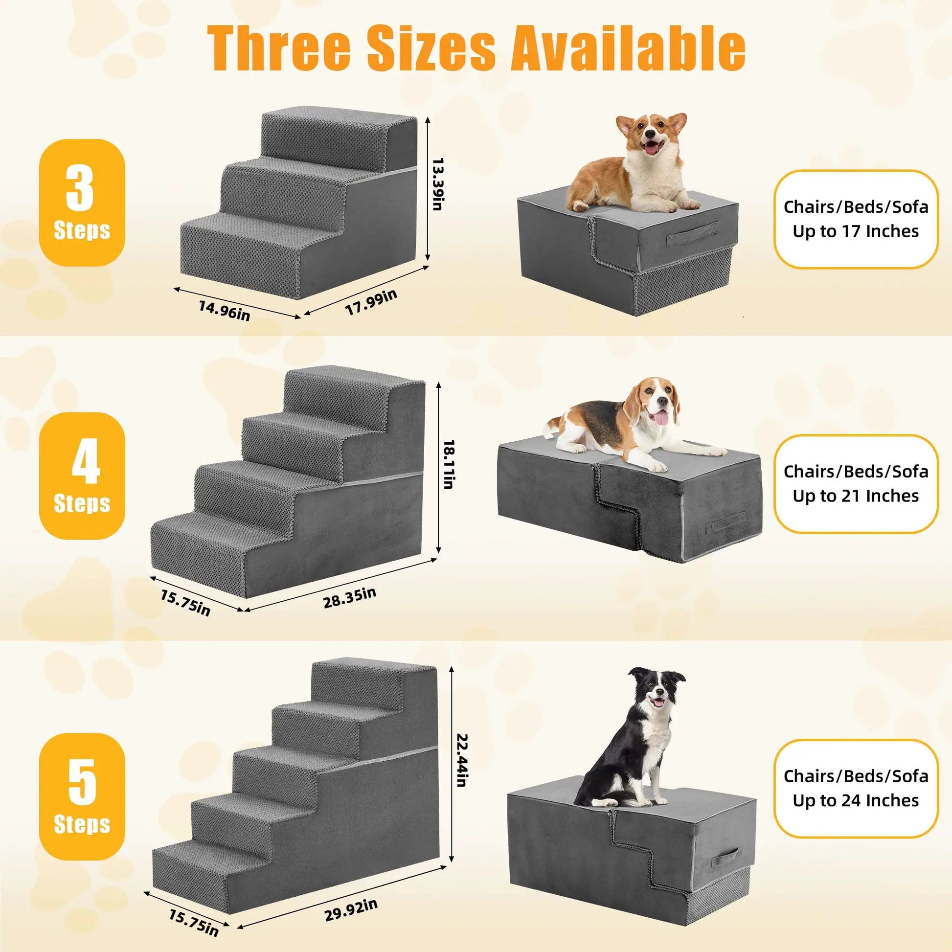 JHK 3-5 Step Right Angled Foam Dog Stairs Ramp for Small Dogs Climbing Ladder Indoor Non-Slip Pet Ladder Ramp Stairs For Home by Furtastic Pet Essentials