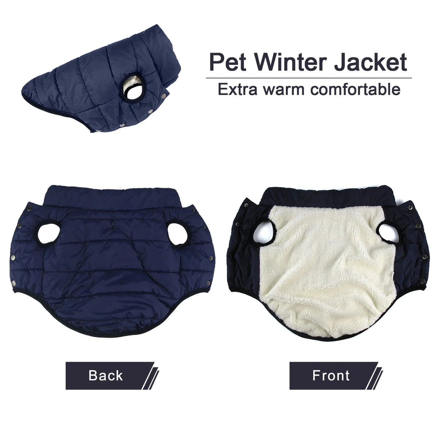 NONECN Winter Dog Jacket With Fleece Lining Warm Outdoor Coat