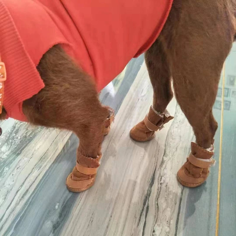 Dog Boots 4 Pack Thick Warm Shoes For Rain And Snow Puppies