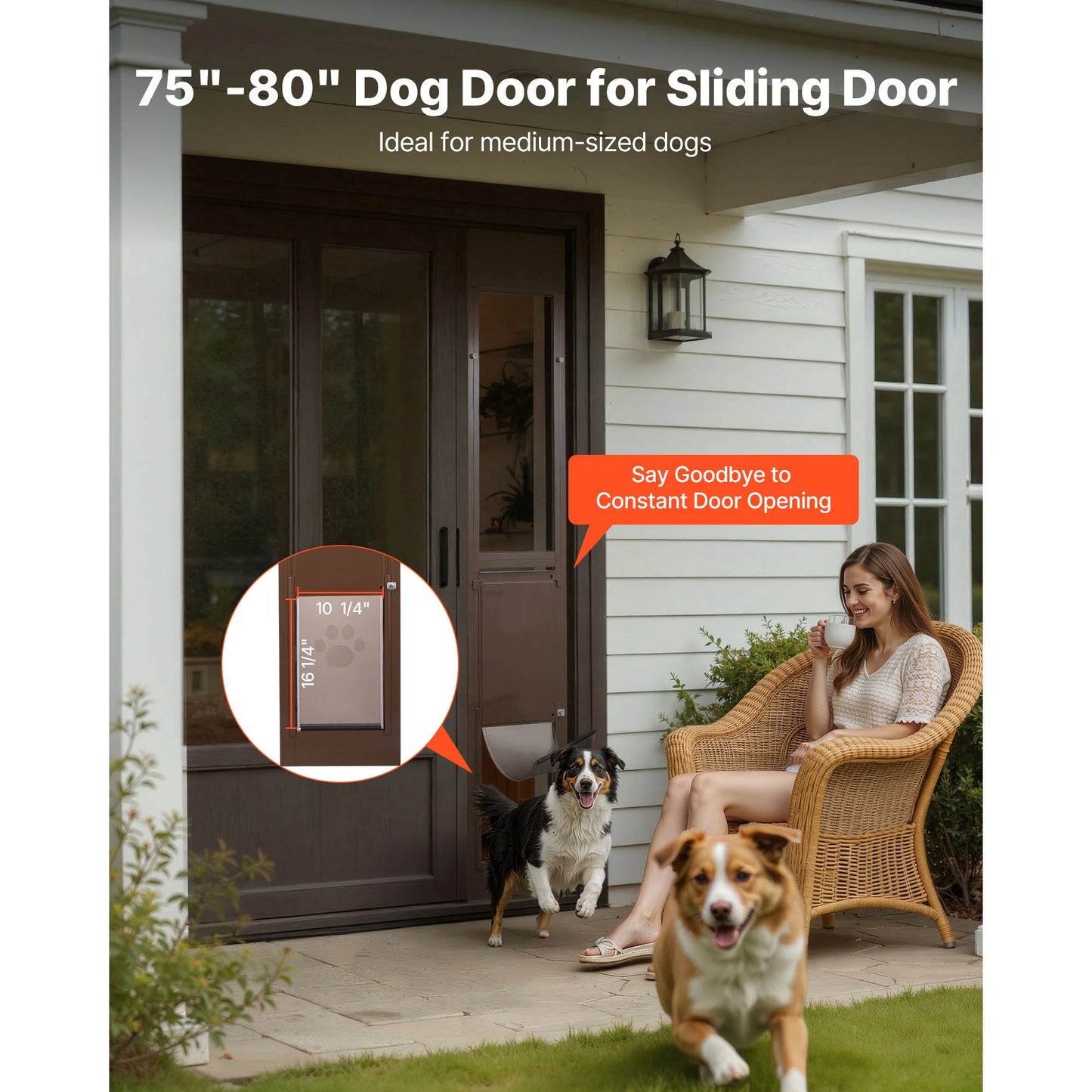 SucceBuy Sliding Glass Door Dog Door With Rotating Hinges