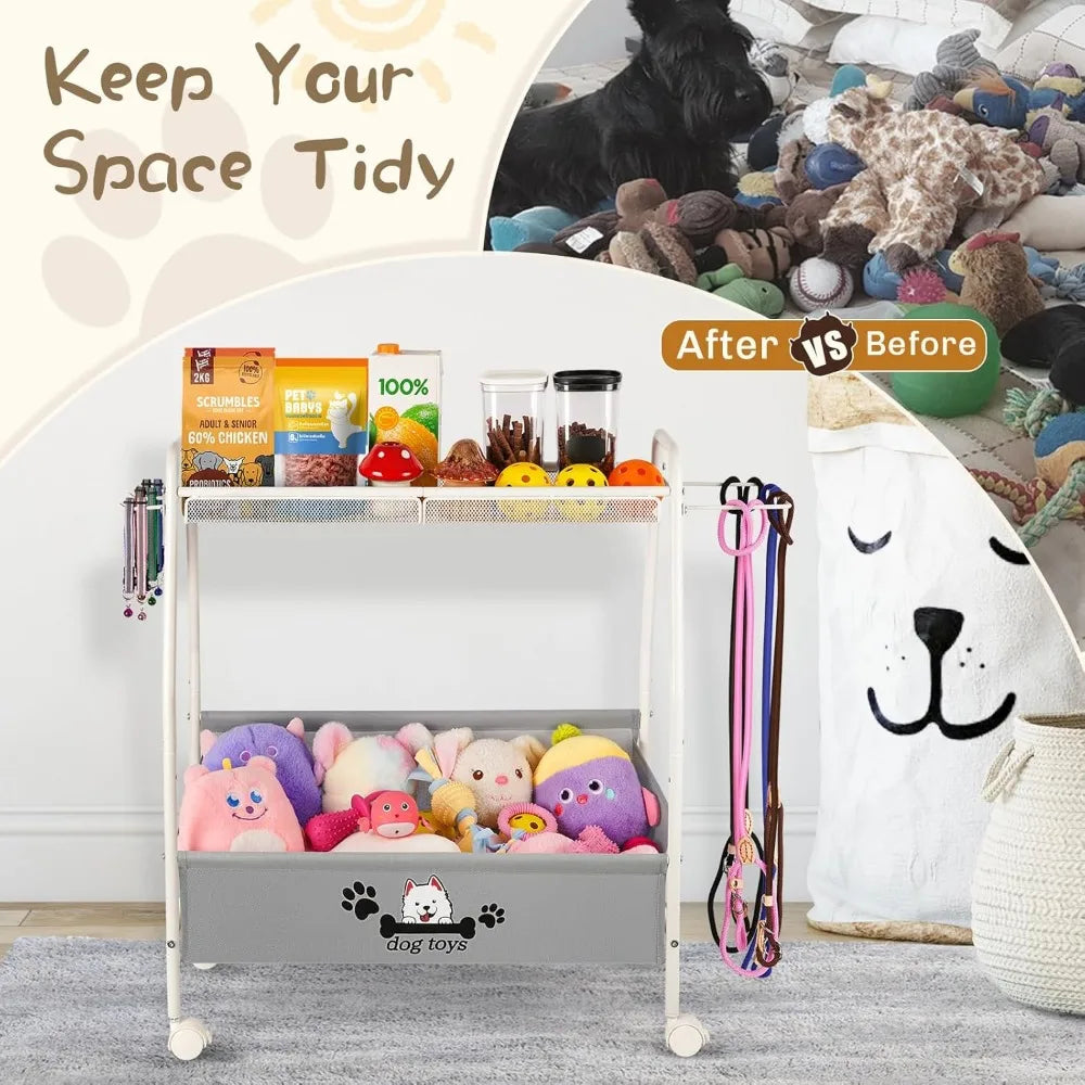 2 Tier Dog Toy Storage Basket Organizer for Living Room