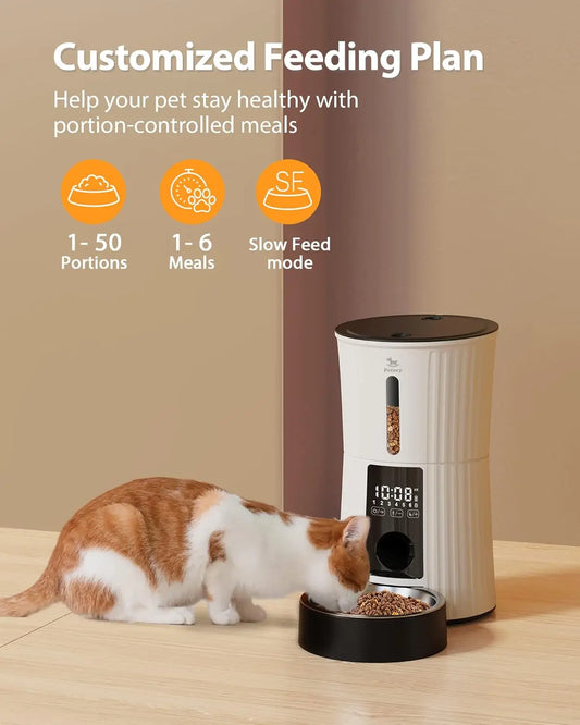 Automatic Cat Feeder With Timer 4L Food Dispenser 6 Meals