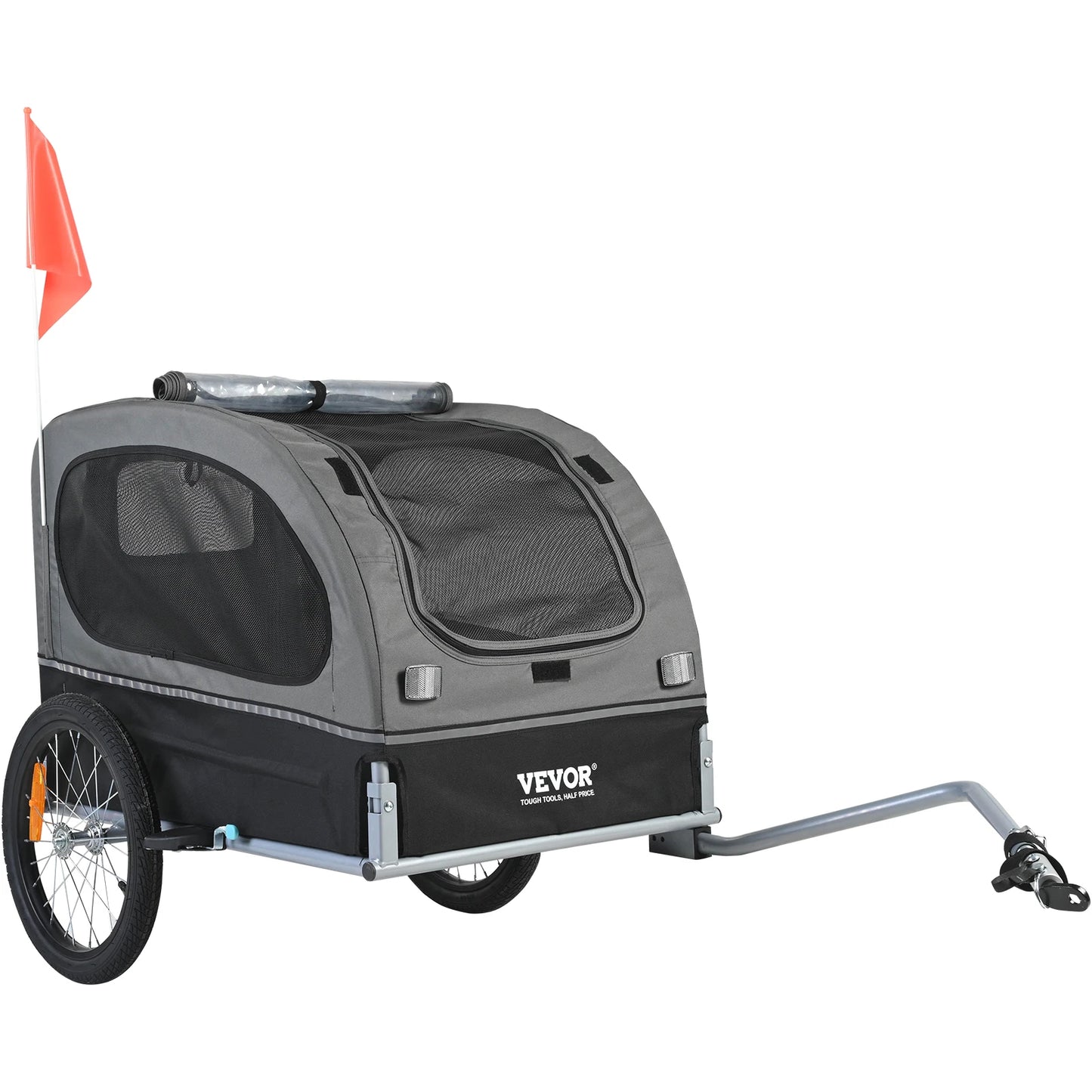 SucceBuy Dog Bike Trailer Carrier With Wheels Reflectors Flag