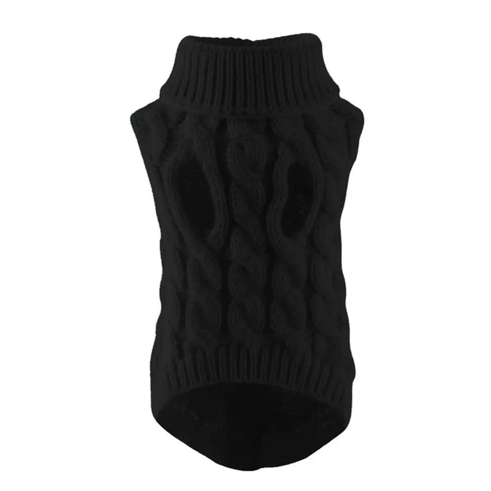 NONECN Winter Warm Dog Sweater Turtleneck Open Front Pullover