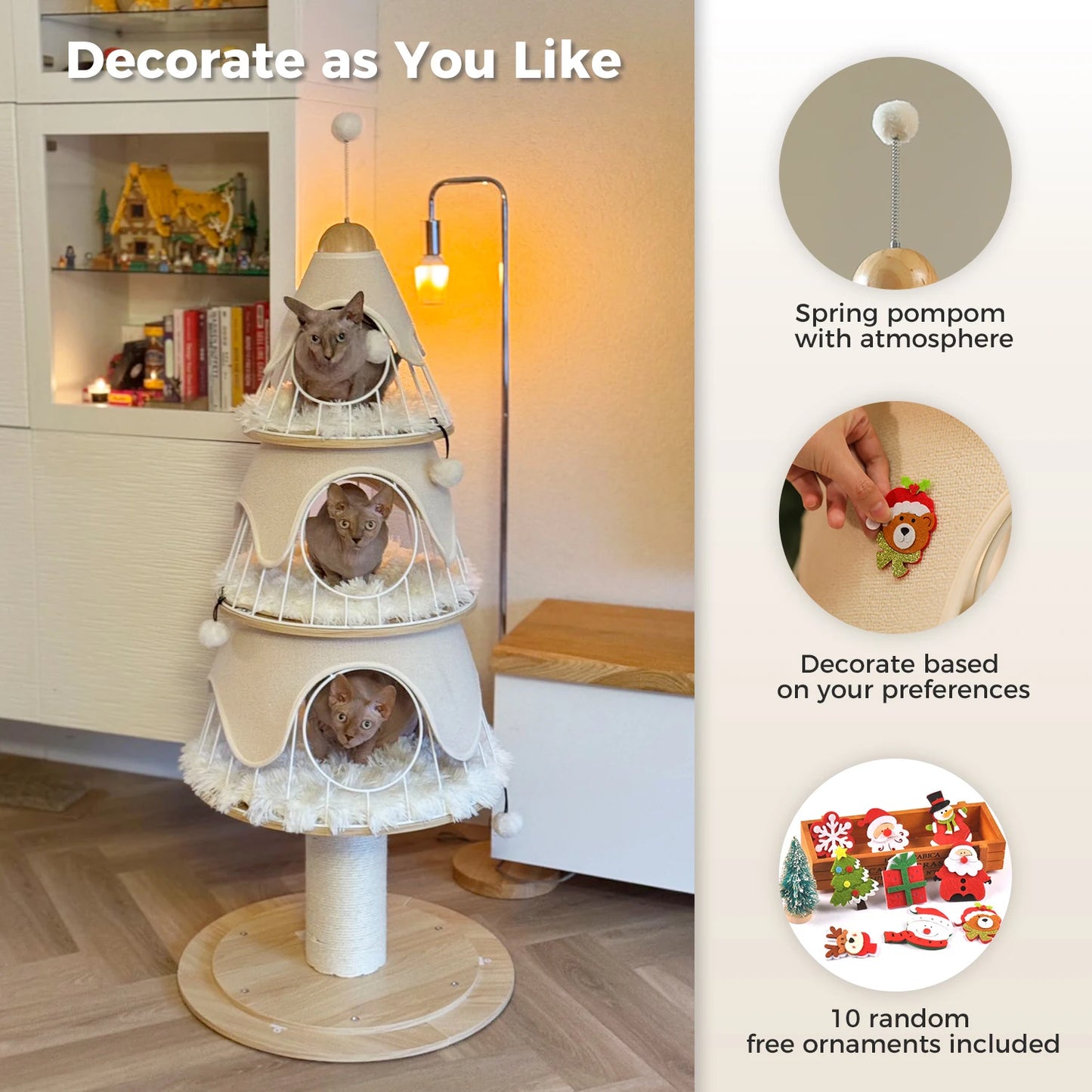 PAWZ Road Modern Cat Tree Tower With Thick Scratching Post And Metal Frame