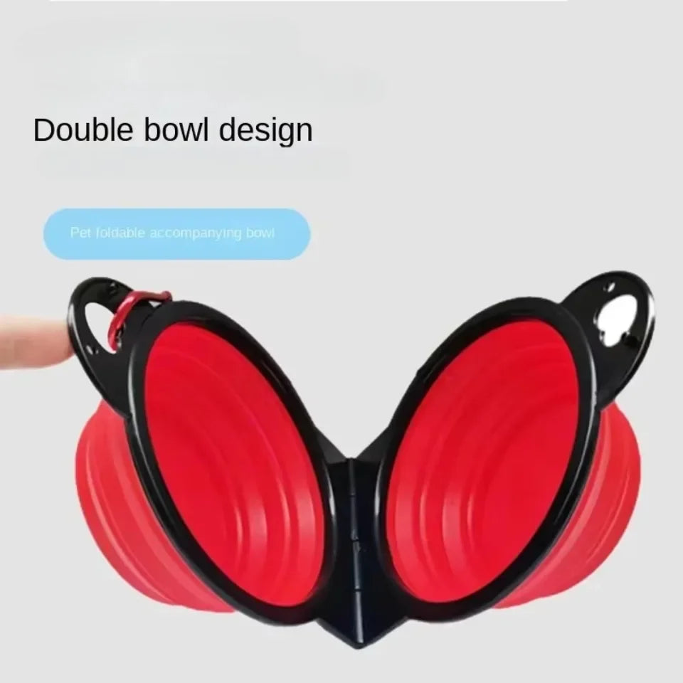 ZHUOJI 2-in-1 Foldable Dual Feeding Bowl for Dogs and Cats