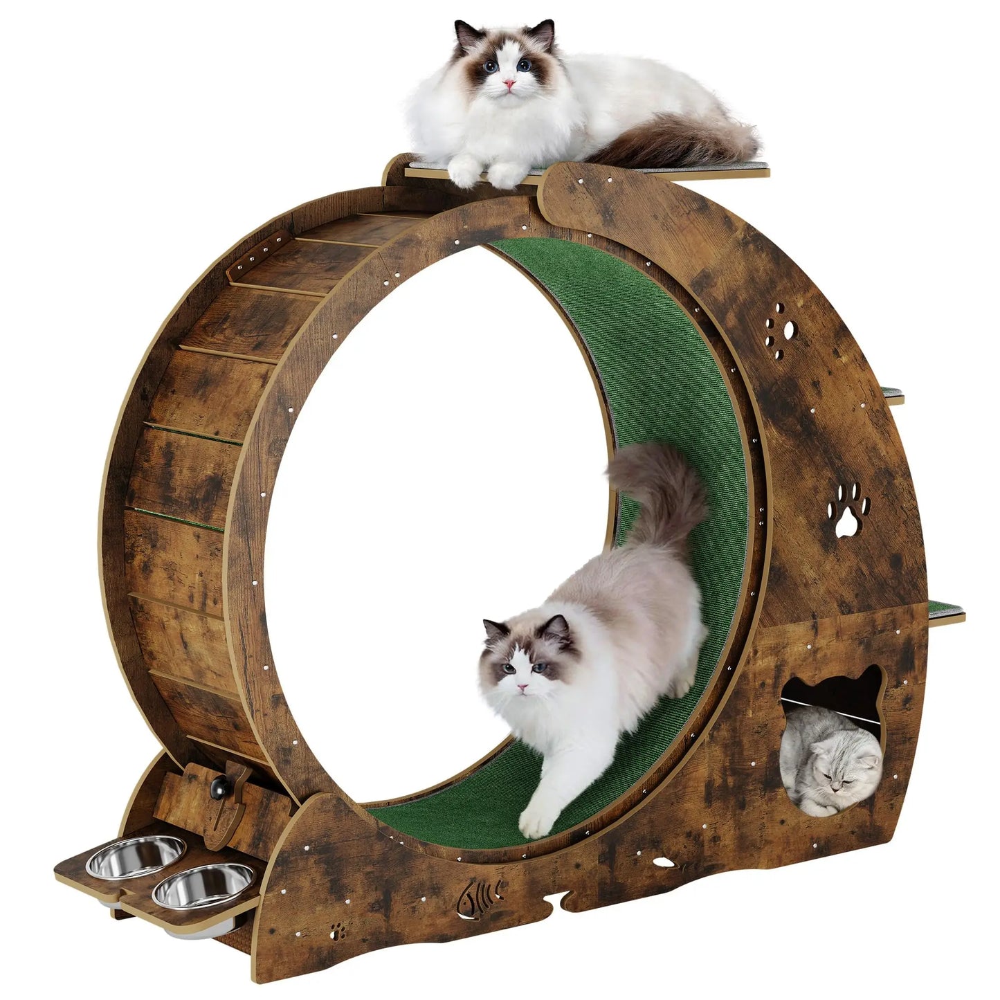 HiMISS 6 In 1 Cat Exercise Wheel Treadmill With Bowls