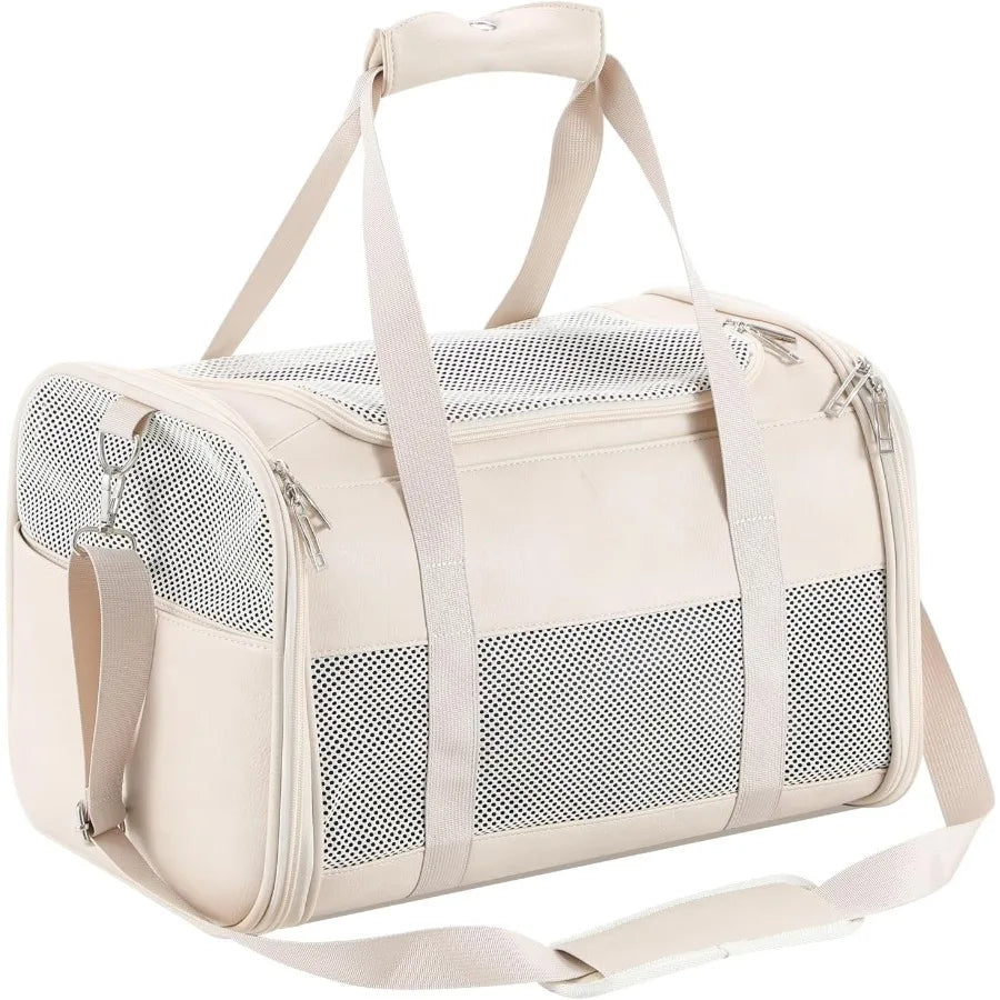 Fashion Leather Dog Carrier Airline Approved Soft Sided Pet Bag