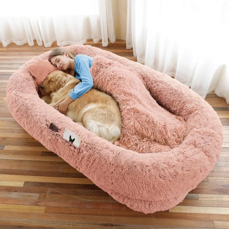 High-concerned Chemical Human Dog Bed With Washable Faux Fur Orthopedic