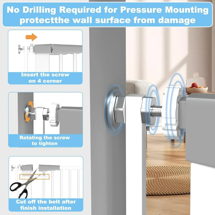 Dog Door Pressure Mounted Auto Close Pet Gate For Doorways