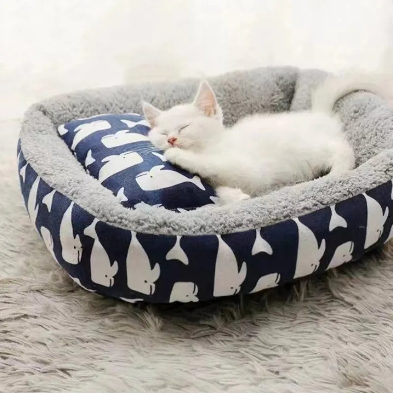 Soft Plush Pet Bed For Cats And Dogs With Pillow Winter Warm Mat