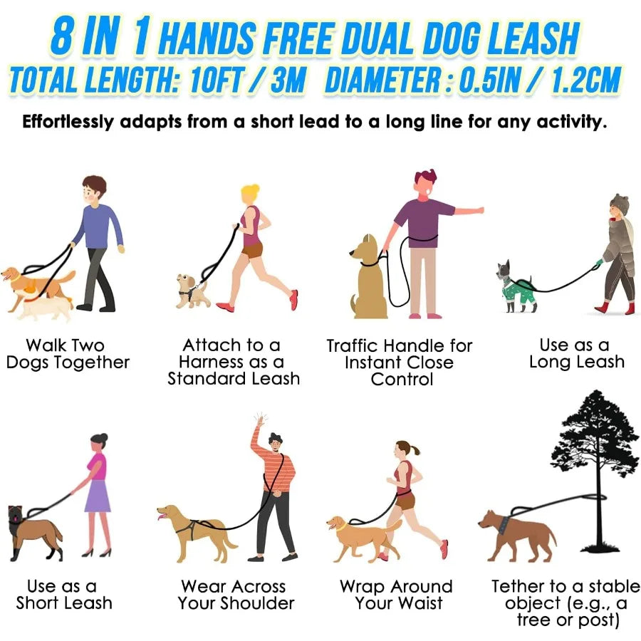 High Concerned Hands Free Dog Leash No Pull Nylon Duty