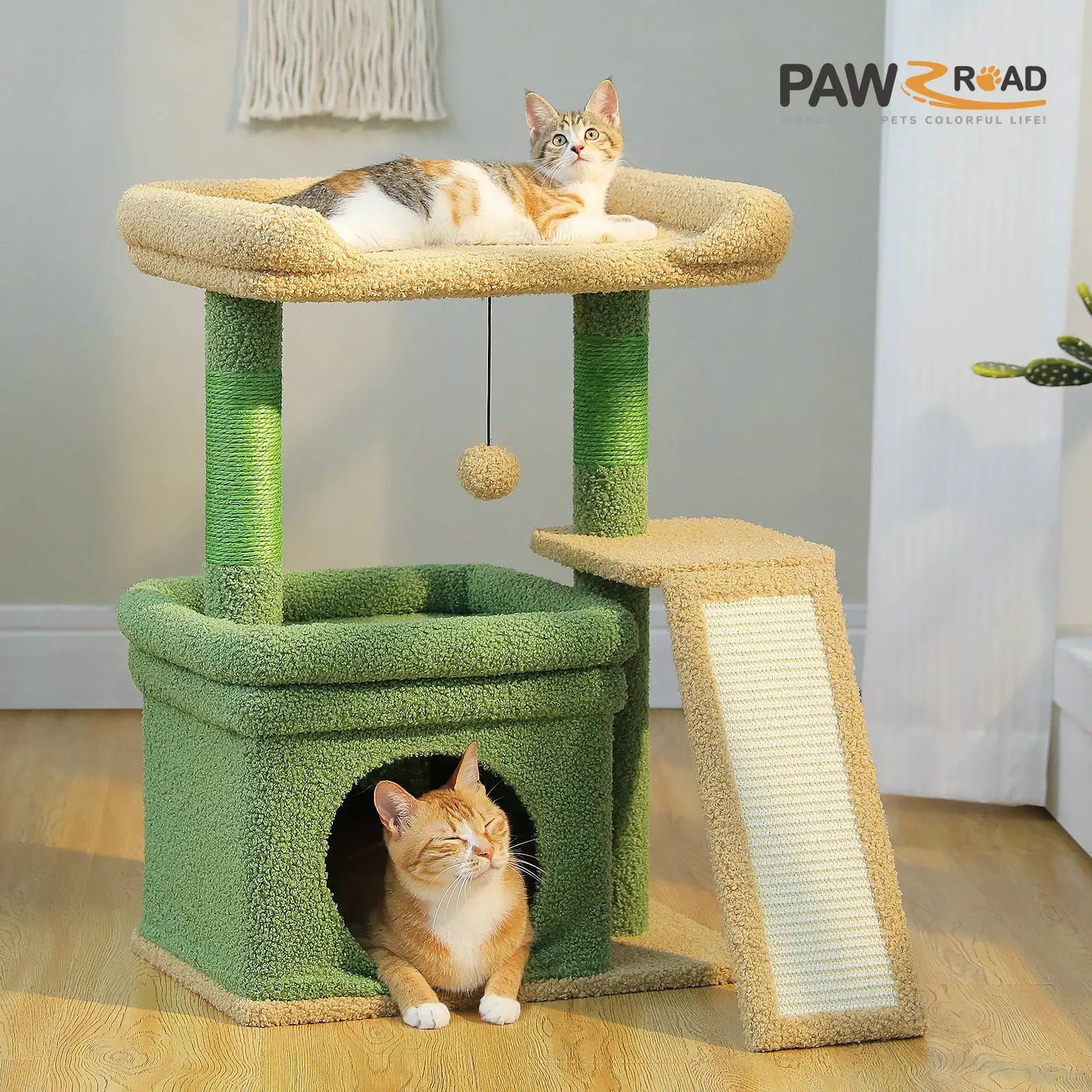 Small Cat Tree for Indoor Cat Tower with Sisal Scratching Post and Pad Wide Top Perch Large Cat Condo Cat Scratchers Cat Toys by Furtastic Pet Essentials