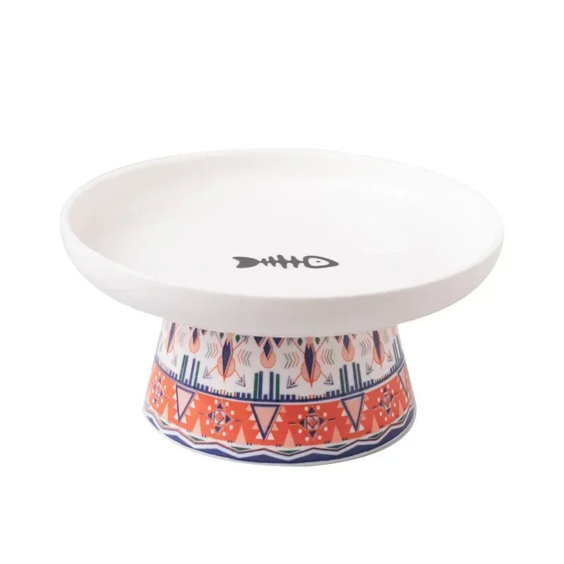 Ceramic Cat Water Bowl Bohemian Raised Feeding Station