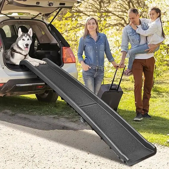 Folding Dog Ramp for Cars SUVs Non Slip with Rails
