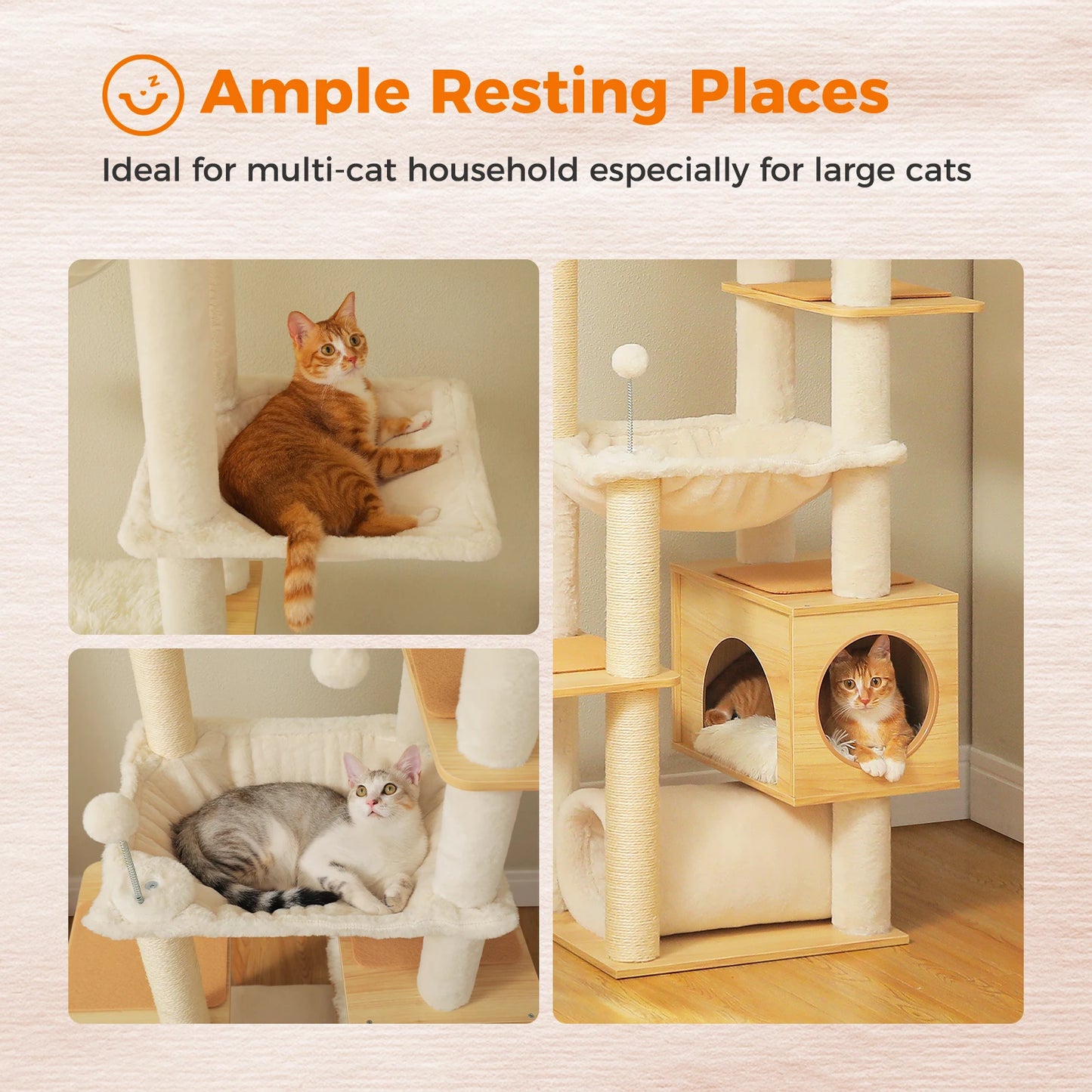 PAWZ Road Height Adjustable Cat Tree With Sisal Posts