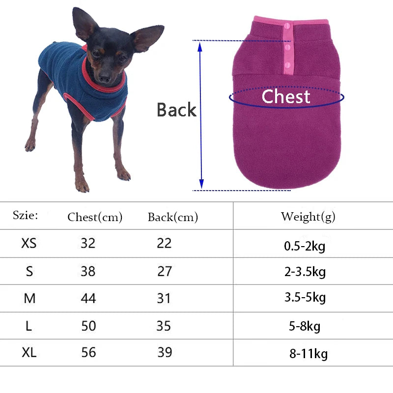 Fleece Dog Coat Vest For Dogs Autumn Winter Warm Comfort