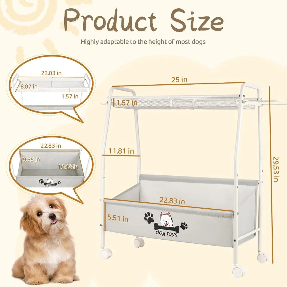 2 Tier Dog Toy Storage Basket Organizer for Living Room