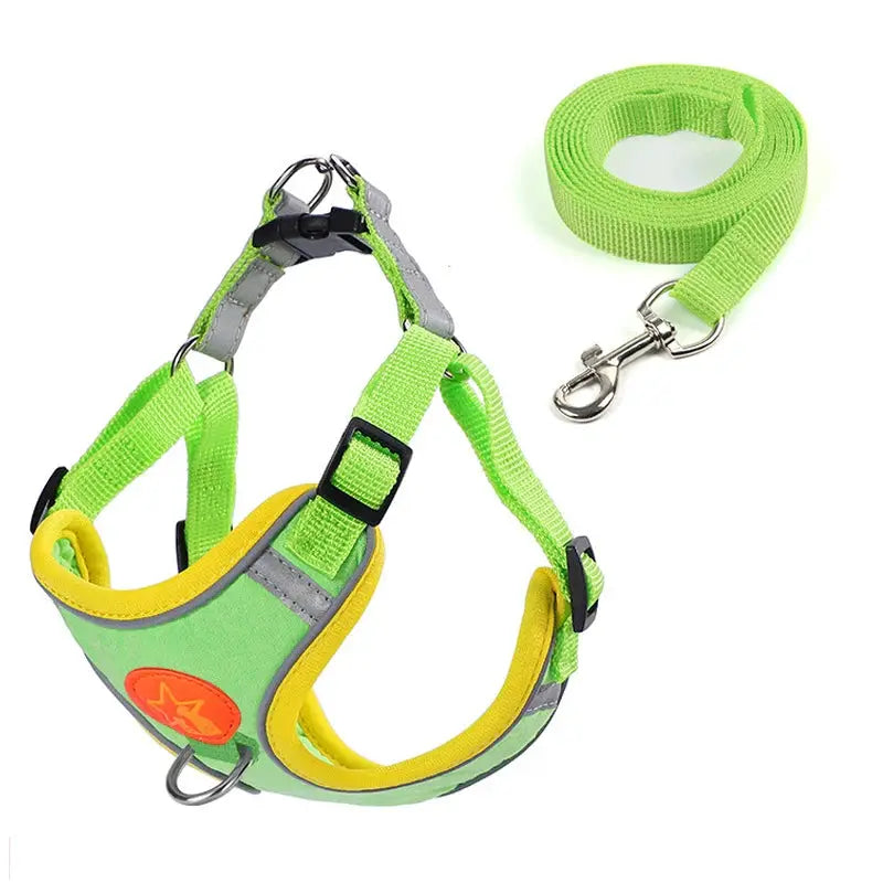 Small Medium Dogs Harness Vest Walking Traction Rope Reflective Straps, Soft Mesh Harness Breathable Pet Supplies by Furtastic Pet Essentials
