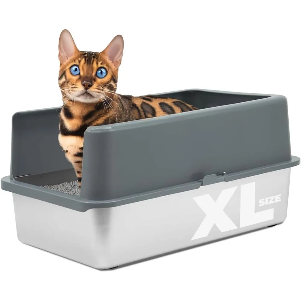Stainless Steel Litter Box With Lid Enclosure For Large Cats