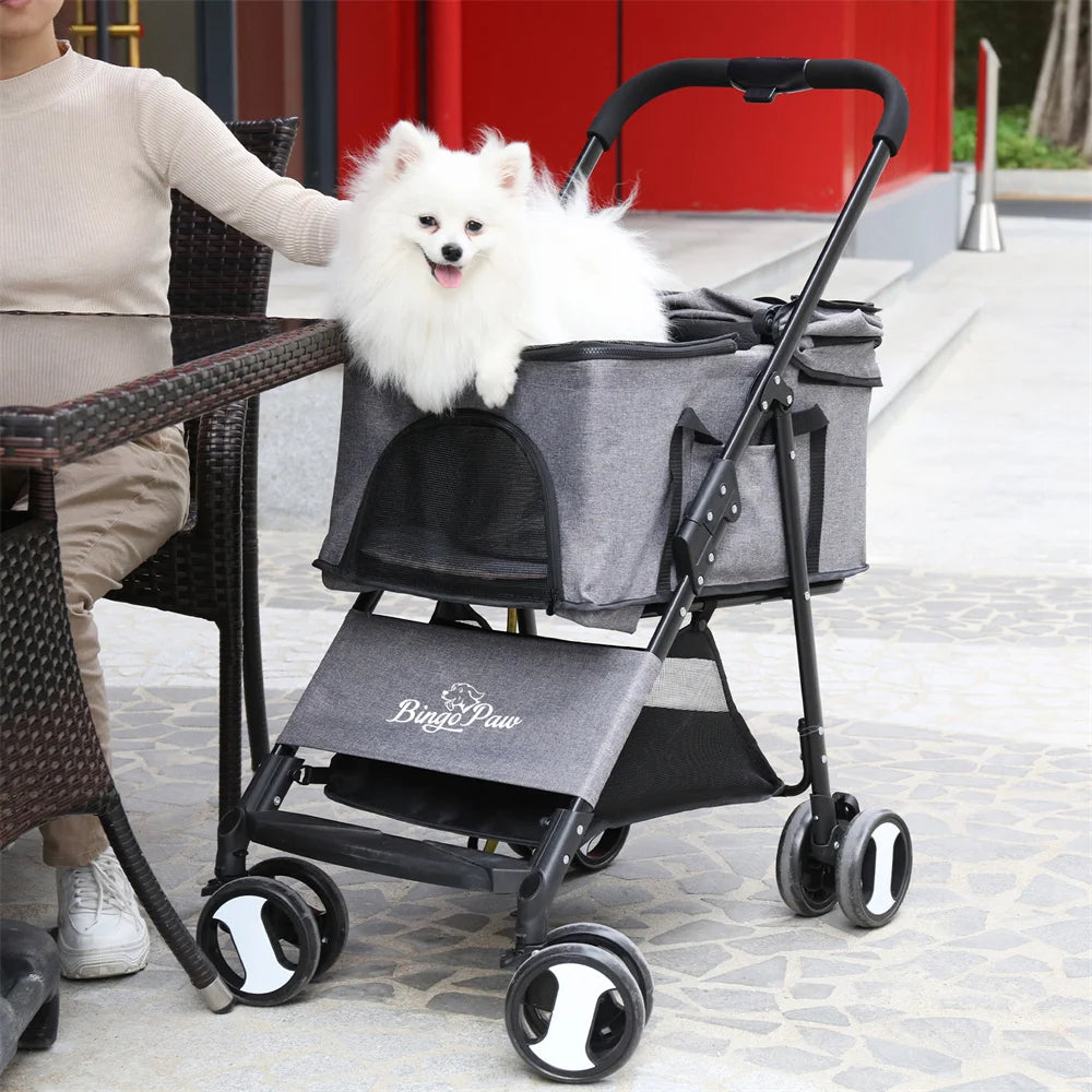 Foldable Pet Stroller For Cats And Dogs Travel Carrier