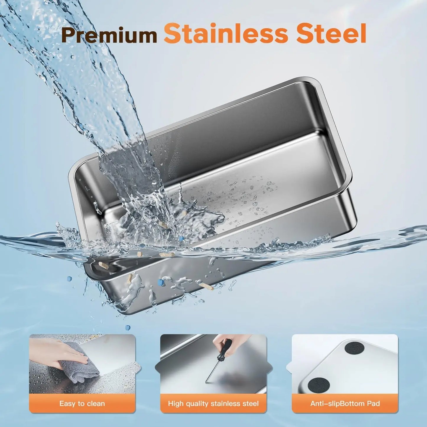 XMSJ Stainless Steel Enclosed Cat Litter Box With Lid