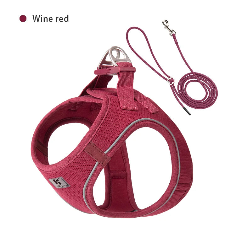 Dog Harness Leash Set Reflective Adjustable For Small Medium Dogs