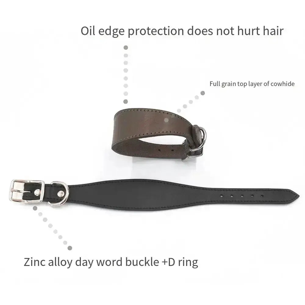 Simple and Adjustable Real Leather Greyhound Collar Wide Huibit Collar Adjustable for Small and Medium Dog Collars Pet Supplies by Furtastic Pet Essentials