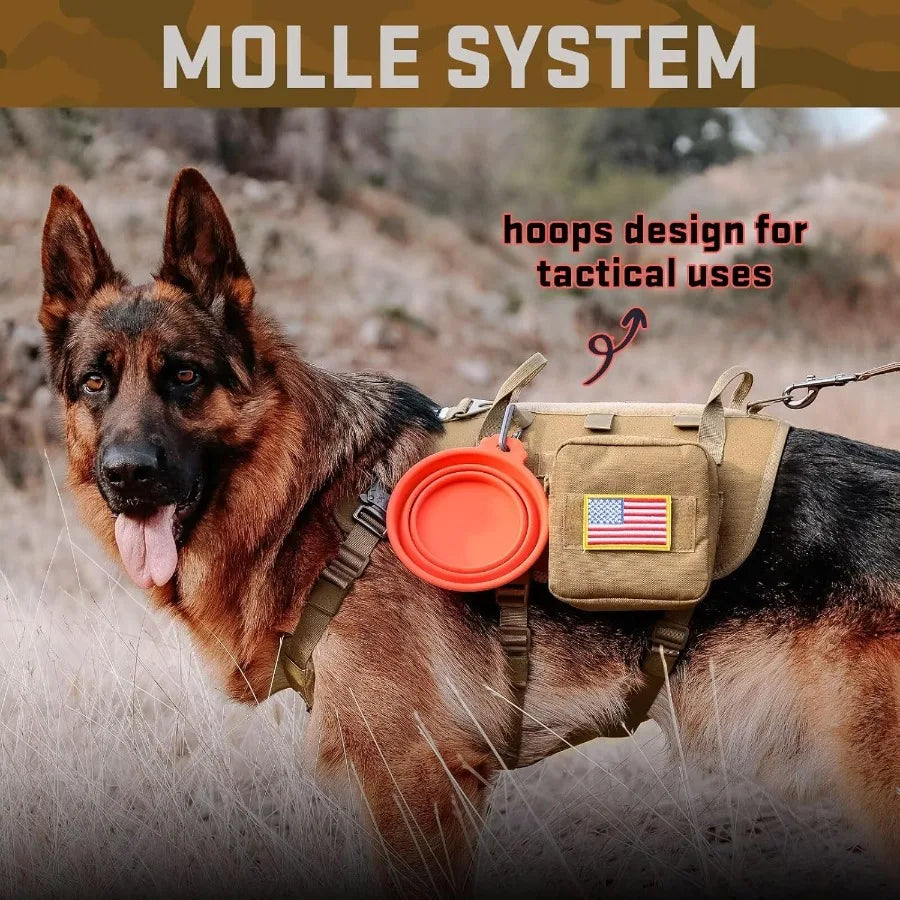 High Concerned Tactical Dog Harness No Pull Bungee Leash Set