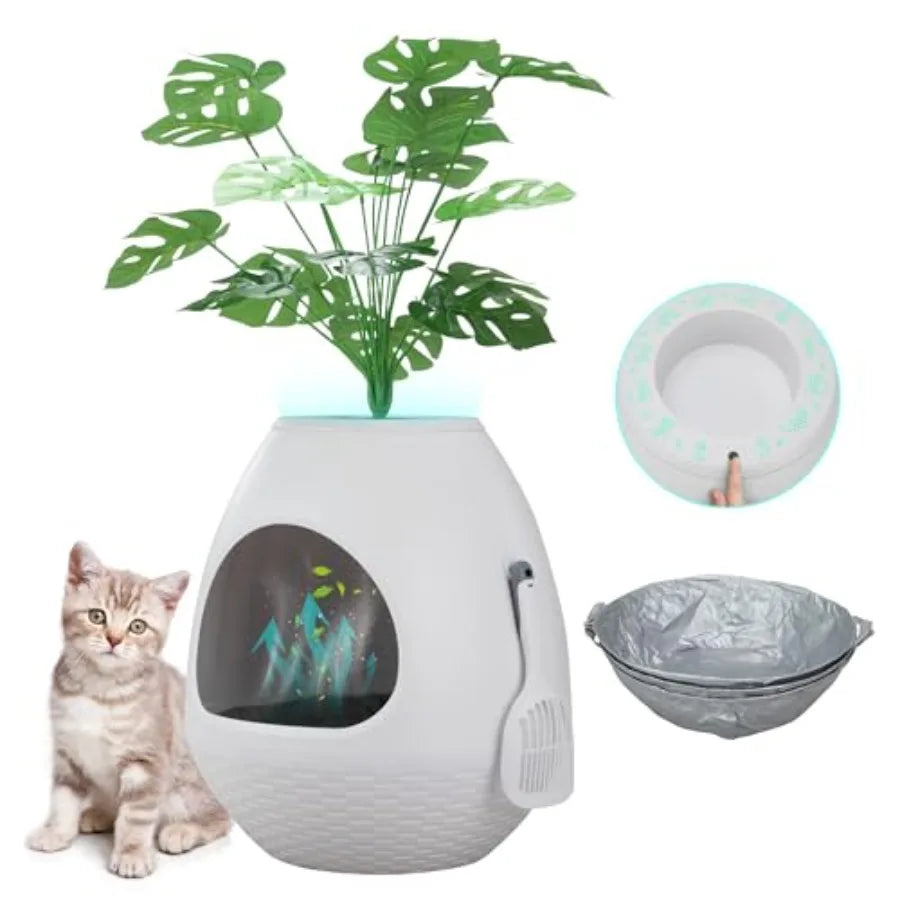 XMSJ Eggloa6 Hidden Litter Box With Plant Decor Odor Control