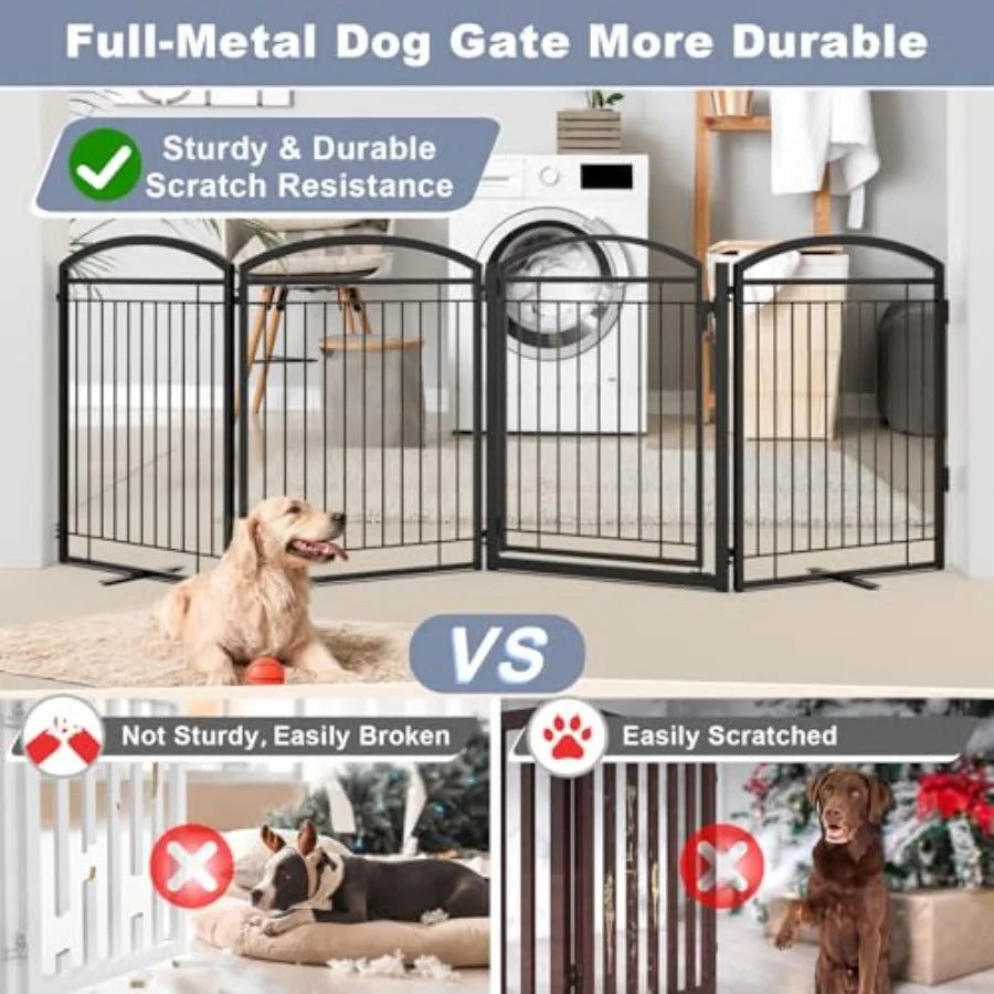 MDNGDog Full Metal Free Standing Dog Gate With Door