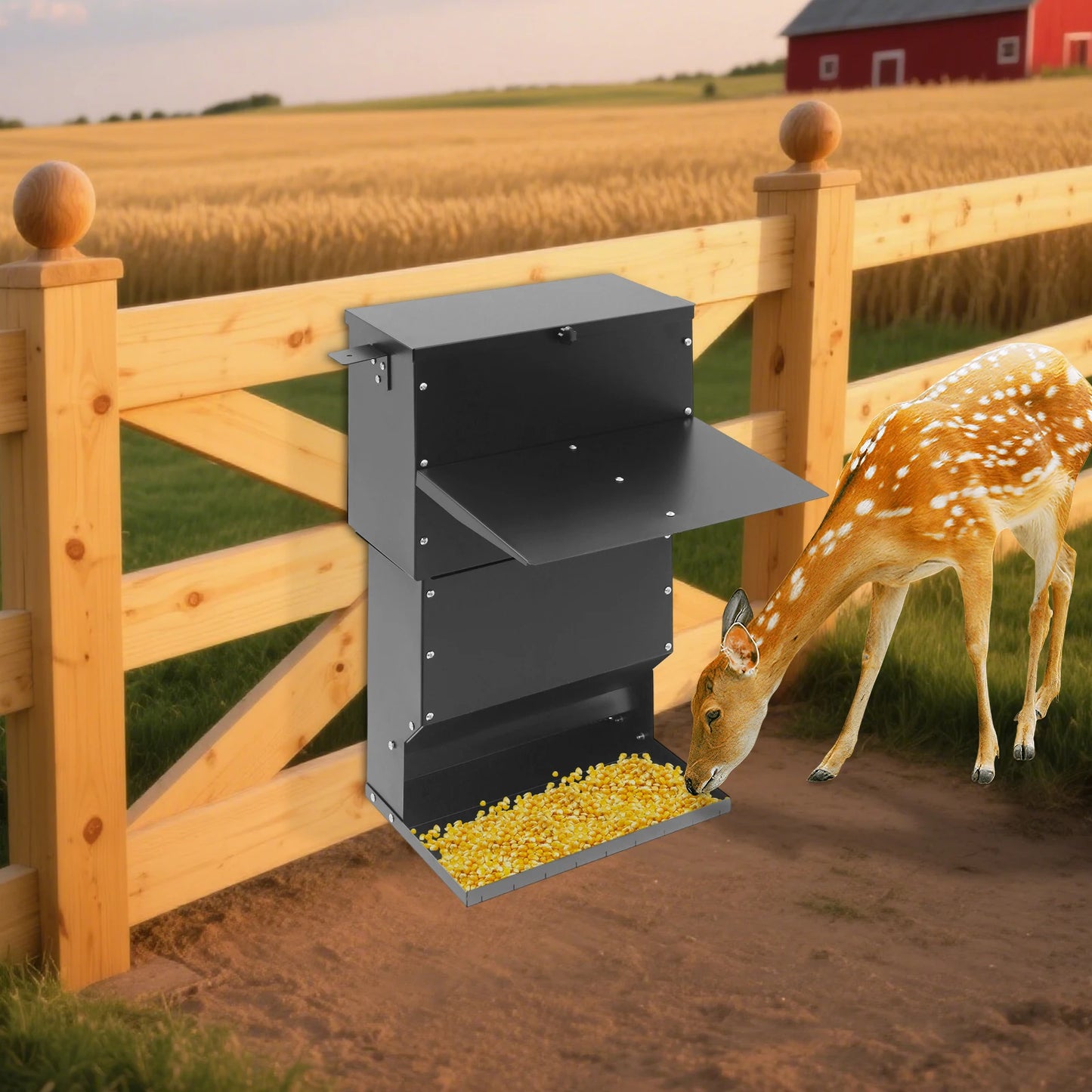 Deer Feeder Hanging Stainless Steel 27kg Capacity With Lid