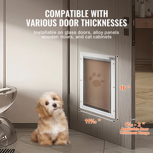 Weatherproof Pet Door Aluminum Frame With Lockable Flap Indoor Outdoor
