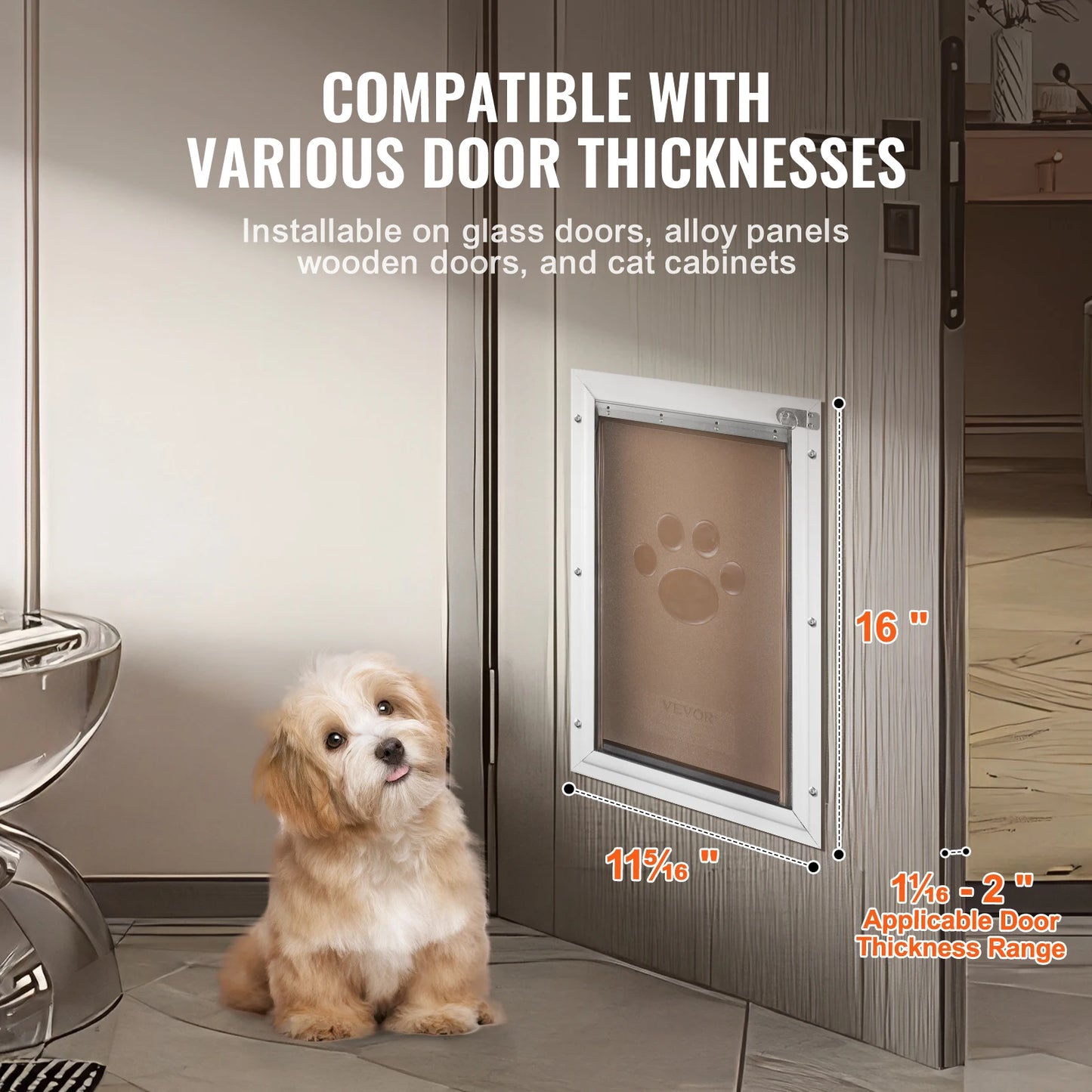 Aluminum Frame Pet Door With Lock And Weatherproof Flap