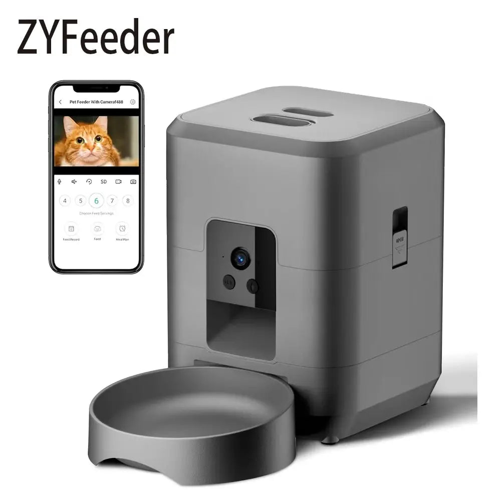 2L Automatic Pet Feeder Cat Smart Pet Feeder Wi-Fi & Camera Controlled feeder Dog & Cat Food Dispenser Remote App (No 5V 2A plug by Furtastic Pet Essentials