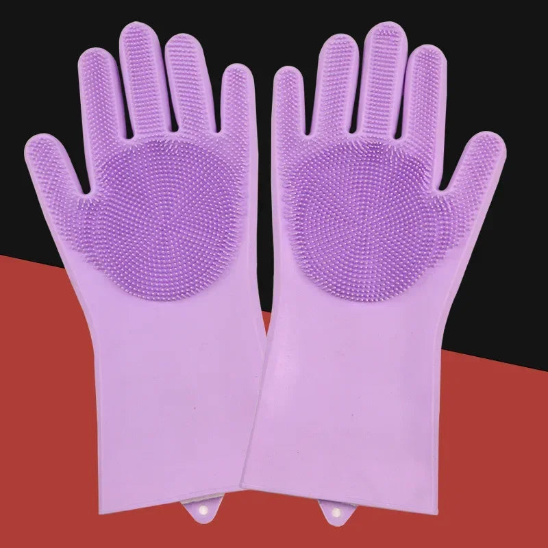 Silicone Pet Grooming Cleaning Gloves For Dogs And Cats Bathing