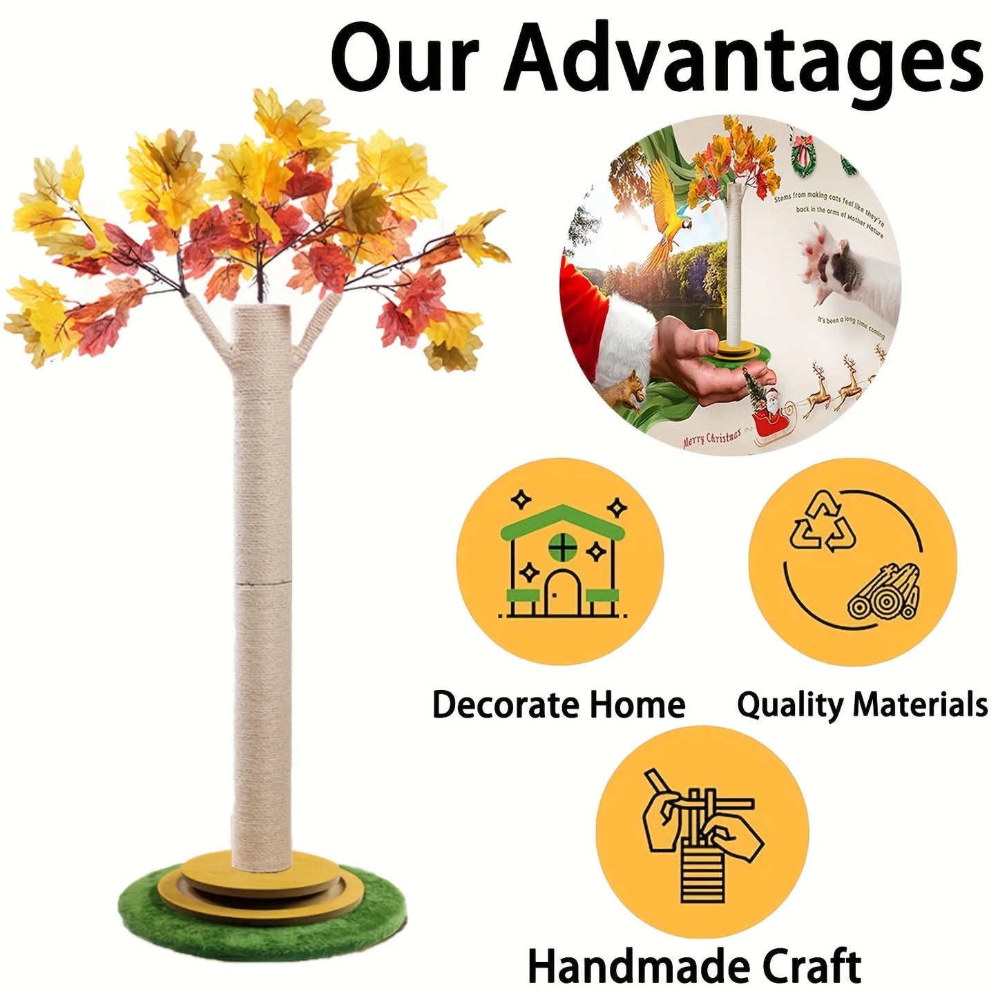 CN Guangdong Maple Leaf Cat Scratching Post With Wooden Turntable Base