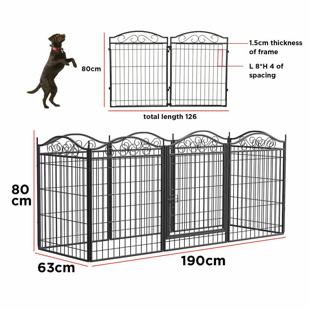 BINGOPAW Heavy Duty 8 Panel Metal Dog Playpen with Gate