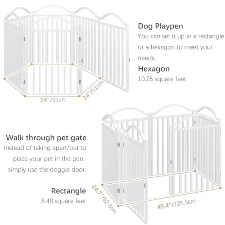 MDNGDog Door Freestanding Dog Gate With Door Walk Through