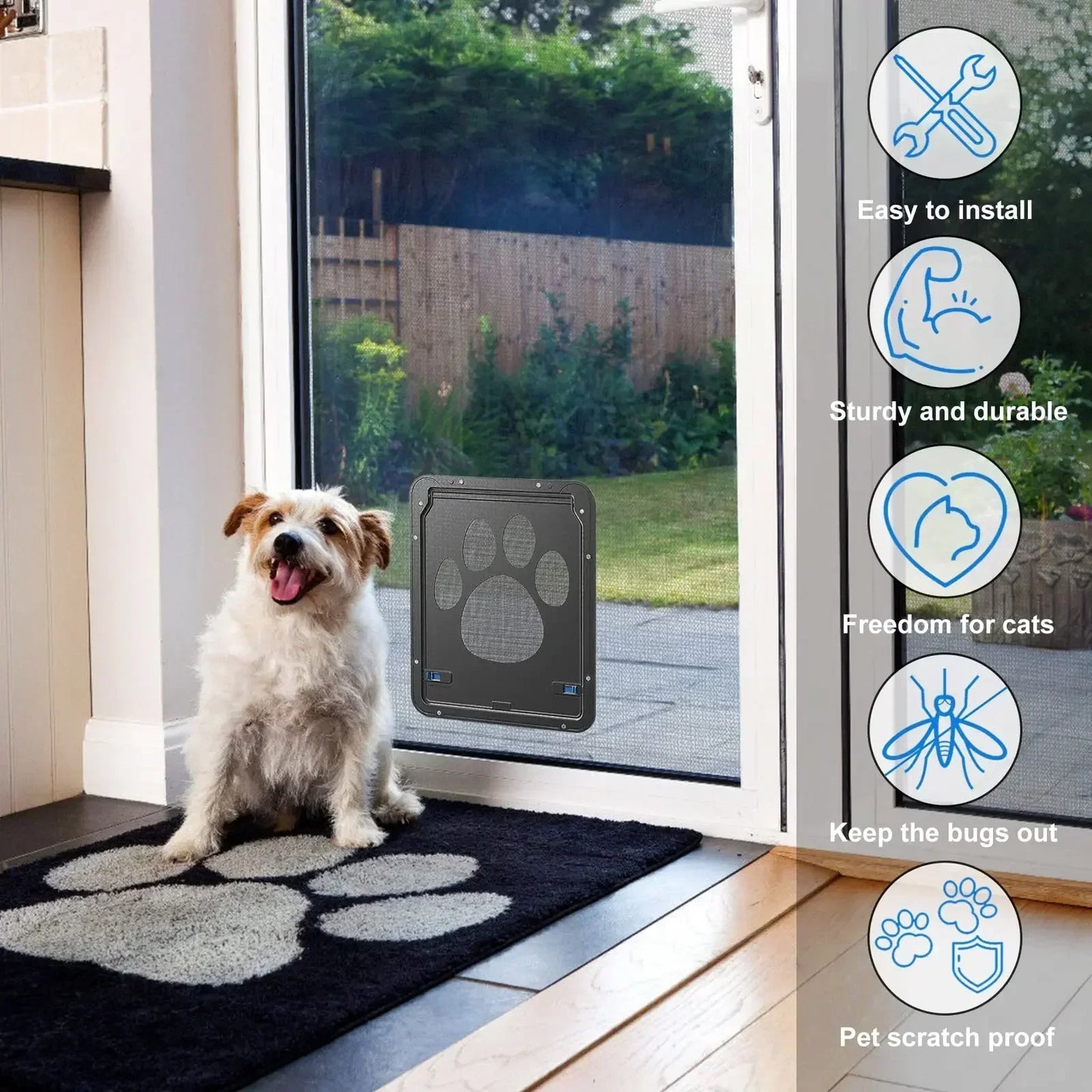 NONEDog Magnetic Pet Door Lockable Screen for Cats and Dogs