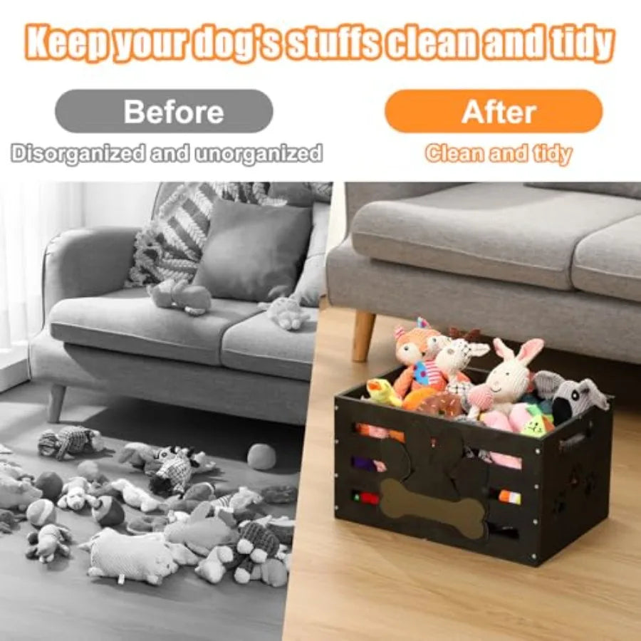 Yao Hui Huang Dog Toy Basket Wood Organizer With Handles