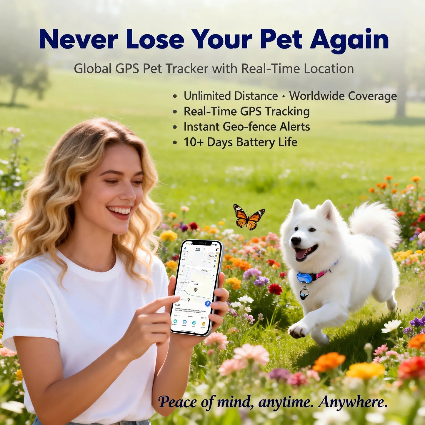 WANWAYTECH GPS Pet Tracker Real Time Tracking With Unlimited Range