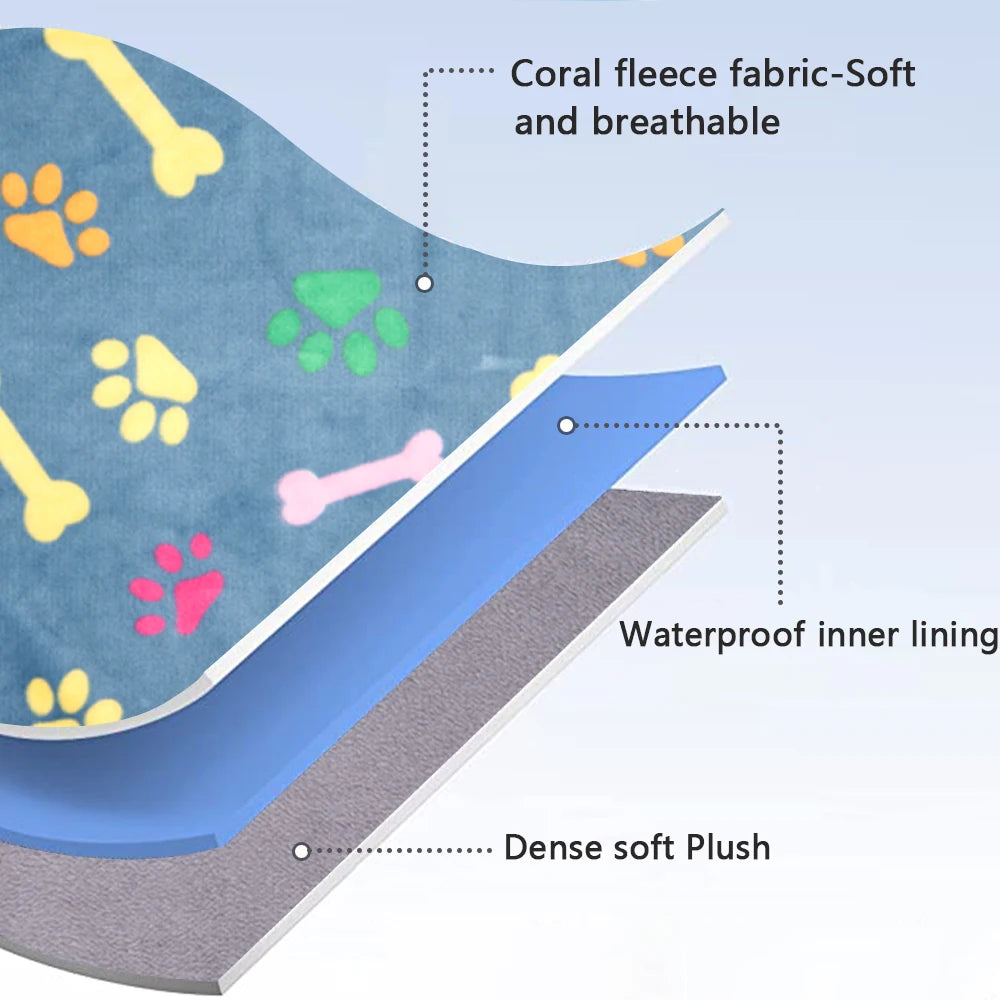 QiuqiuPetty Waterproof Dog Blanket Thickened Breathable Pet Mat