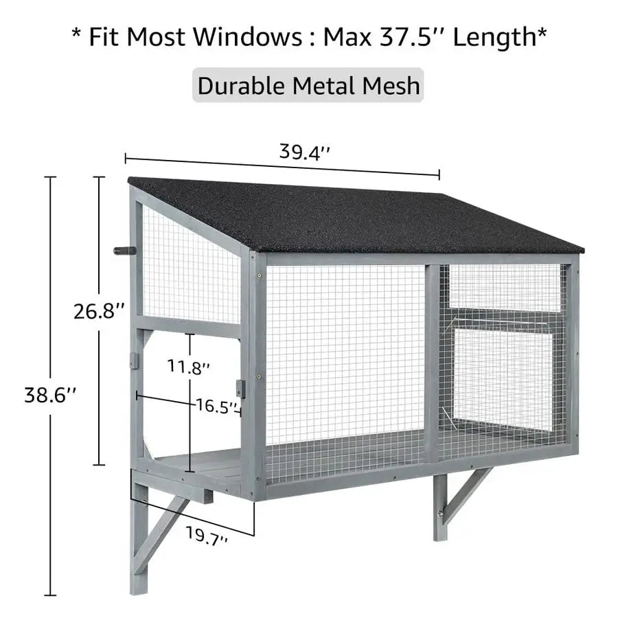 Cat Window Catio Enclosure for Indoor Cats Wooden Window Perch