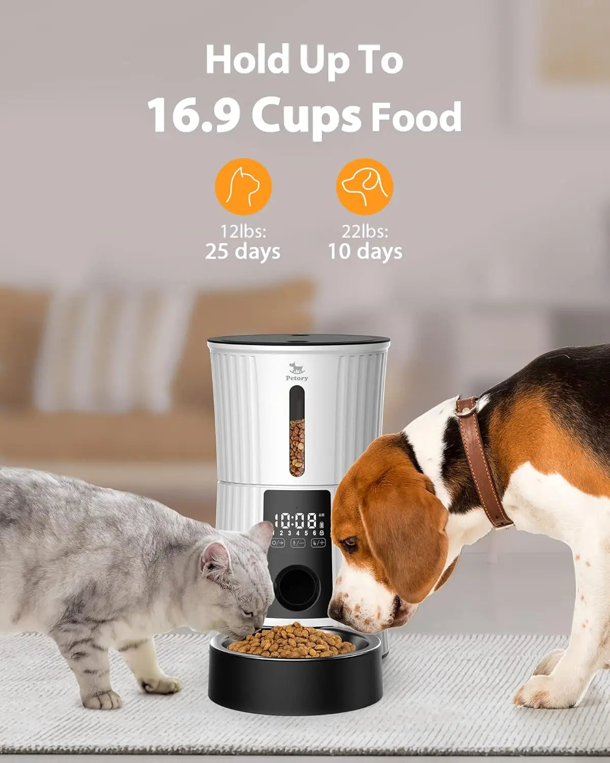 Automatic Cat Feeder With Timer 4L Food Dispenser 6 Meals