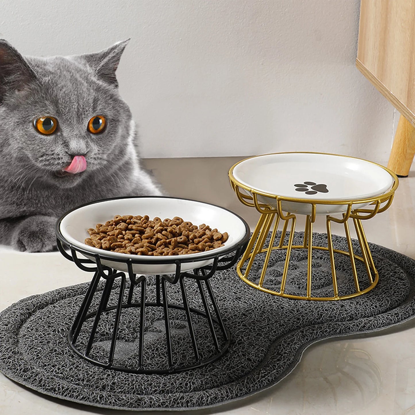 Ceramic Cat Food Bowl Whisker Friendly Shallow Dish Non Slip
