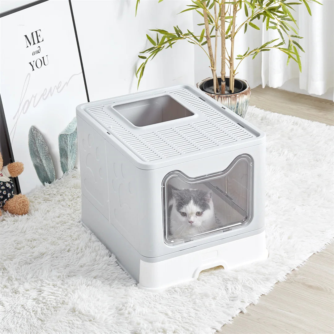 Feature Cat Litter Box Detachable Front Entry With Scoop Drawer